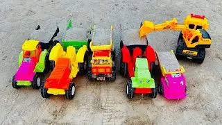 JCB 5cx fully loading mix sand Tata tipper truck 2518 | Mahindra Arjun novo 605 Di | jcb cartoon