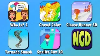 Who is? 2 Brain Puzzle,Crowd Colo‪r,Clause Runner 3‪D,Tornado Smash‬,Speller Run 3‪D|New Games Daily