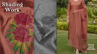 How to make viral hand paint silk Dupatta || With embellishments/ Shading work 