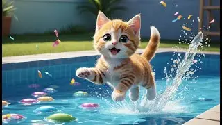 Six Silly Kittens Jumping in the Pool | Fun Kitten Song for Kids | Silly Cat Rhyme and Pool Party