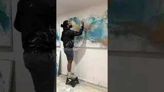 Making an ocean inspired painting, 3 months in 8 seconds! #abstractart #abstractartdemonstration