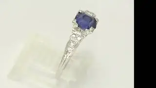 Vintage Natural Diamond Sapphire Ring 1.87CT 14K White Gold Size 9 - 34409