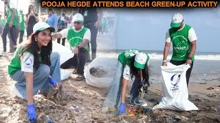 POOJA HEGDE ATTENDS BEACH GREEN-UP ACTIVITY ON THIS WORLD ENVIRONMENT || NSE