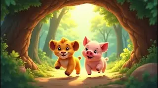 A Cute Lion Cub and Cute Pig funny story #cutecub #lioncub #cutepig #aiimages