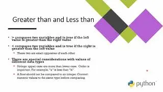 Python using the greater than and less than comparison