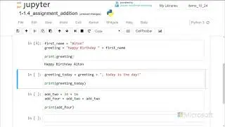 Addition in variables - Introduction to Python: Absolute Beginner Module 1 Video 11