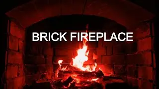 NO ADS | 3 Hours | Brick Fireplace with Burning Wood | Cozy Night Ambience