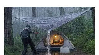 💯 Camping Alone in Heavy Rain | Cozy Tent in the Wild🌧