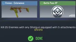 Call Of Duty Mobile Kill 25 Enemies with any Shotgun equipped with 5 attachment Task Complete