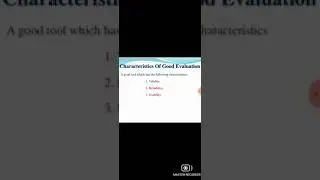Characteristics of a good evaluation tool