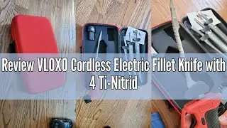Review VLOXO Cordless Electric Fillet Knife with 4 Ti-Nitride S.S. Coated Non-Stick Blades & 2 Batte