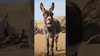 Donkey Braying Loudly in a Desert Camp | Real Animal Reaction