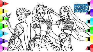 KPop Demon Hunters Coloring Pages / How to Color Girls Rumi, Mira, Zoey from HUNTRIX