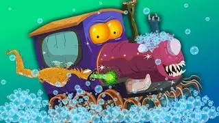 Scary train | car wash | Halloween vehicles for children