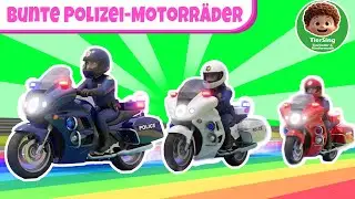 🏍️ Bunte Polizei-Motorr&auml;der | Farben & Z&auml;hlen lernen mit Spa&szlig;🎵 TierSing &ndash; Kinderlieder & Lernlieder
