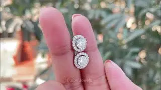 Round Cut Halo Diamond Stud Earring | Lab Diamond Round Cut Earring | Stud Earring    @ourosjewels
