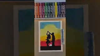 Silhouette Love Story | Sunset Art 🎨#love #lovestatus #oilpastel #shorts #ytshorts #art