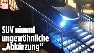 SUV auf Abwegen: Auto kachelt Fu&szlig;g&auml;nger-Br&uuml;cke runter | China