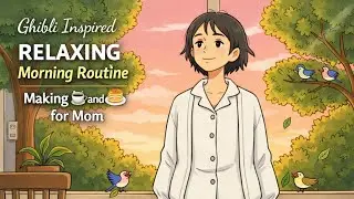 Ghibli Inspired RELAXING Morning Routine Making ☕ & 🥞 for Mom #aianimation #ghibli #ghiblistyle