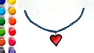 Draw and color Necklace || Easy Drawing for kids || How to draw Cute Necklace