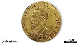 ITALY. Piacenza. 2 Doppie (Quadrupla), 1597. Ranuccio I Farnese,  Alessandro Farnese. NGC AU-58.