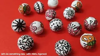 Quilled Round Paper Beads | Decoupage on Paper Beads | Hand Printed Paper Beads