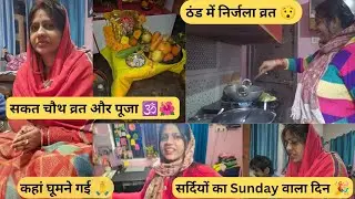 सकत चौथ का व्रत और पूजा 🕉️🙏 ठंड में निर्जला व्रत 😯 कहां घूमने गई मैं आज🤔 #vlog सर्दियों वाला Sunday 