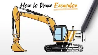 How to Draw Excavator Construction Truck easy Step By Step