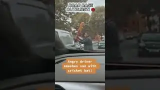 Angry Driver Smashes 😡 Van with Bat! #shorts #shortfeed #shortviral