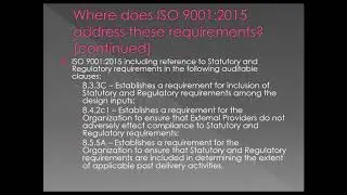 Statutory and Regulatory Requirements -  Expectations in an ISO 9001 QMS Audit