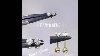 3mm lab diamond yellow gold stud earrings