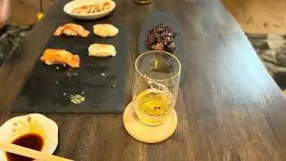 今日の晩酌　手作り炙り寿司と牡蠣と焼肉