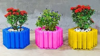 DIY Beautiful & Color Hexagonal Flower Pots from Plastic Bottles | Yard & Garden