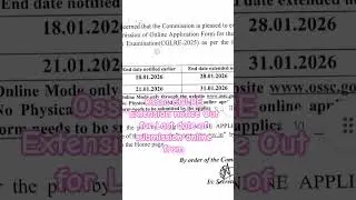 OSSC CGL extension of Last date of submission of From fill up 2026