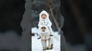 MONKEY ALBINO WITH BABY CUTE🐒🐵 #ai #monkey #animalsai #animals #cute #klingai