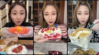 ASMR MUKBANG 🧁🍰#mukbang chooclate #美女吃播#cake #asmr#matcha eating#🍫🍪🥯