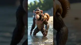 A Squirrel Falls In Lake And Monkey Saves Her 😭 I #monkey #ai #shorts
