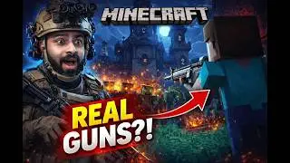 I Invaded a Monster Castle With REAL GUNS in Minecraft 😱 (Insane Raid)