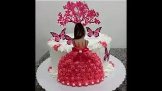 Easy paper/topper doll cake decorating ideas | princess doll cake designs by @Pooja_Cakes_and_Bakes