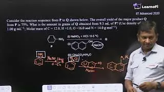 Consider the reaction sequence from P to Q shown below. The overall yield | PYQ | IIT Advanced 2020