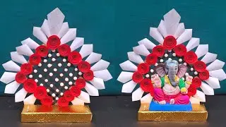 Ganpati decoration idea at home | Ganesh chatruthi special decoration ideas | Ganpati aasan decor | 