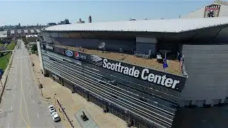 Drone over Scottrade Center in St. Louis (4K)