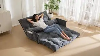 MAXYOYO Adjustable Floor Sofa Bed with 2 Pillows, Multi-Functional Bean Bag Sleeper Bed