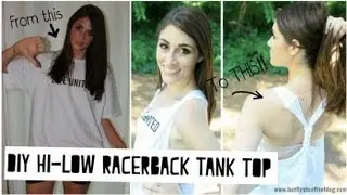 DIY- How to make an oversized t-shirt into a hi-low racerback