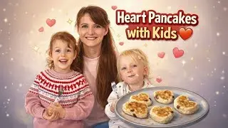 Family cooking time! Heart-Shaped Cottage Cheese Pancakes with Kids ❤️