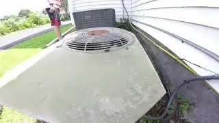 Dual Zone Older Luxaire Central Air Conditioners 1 Running & Starting Up W/ Vann