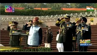 PM Modi Pays Homage to Fallen Soldiers at National War Memorial on the 77th Republic Day.