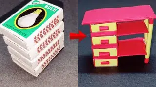 DIY mini study table with matchbox || how to make miniature study table @sathcrafts