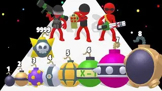 MERGE BOMBS 3D - Upgrade Bomb, Max Level Gameplay #asmrgameplay #satisfyingasmr #levelup