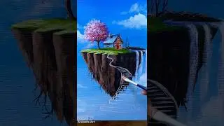 Floating Island Painting😍Creative Acrylic Painting #shorts  #painting